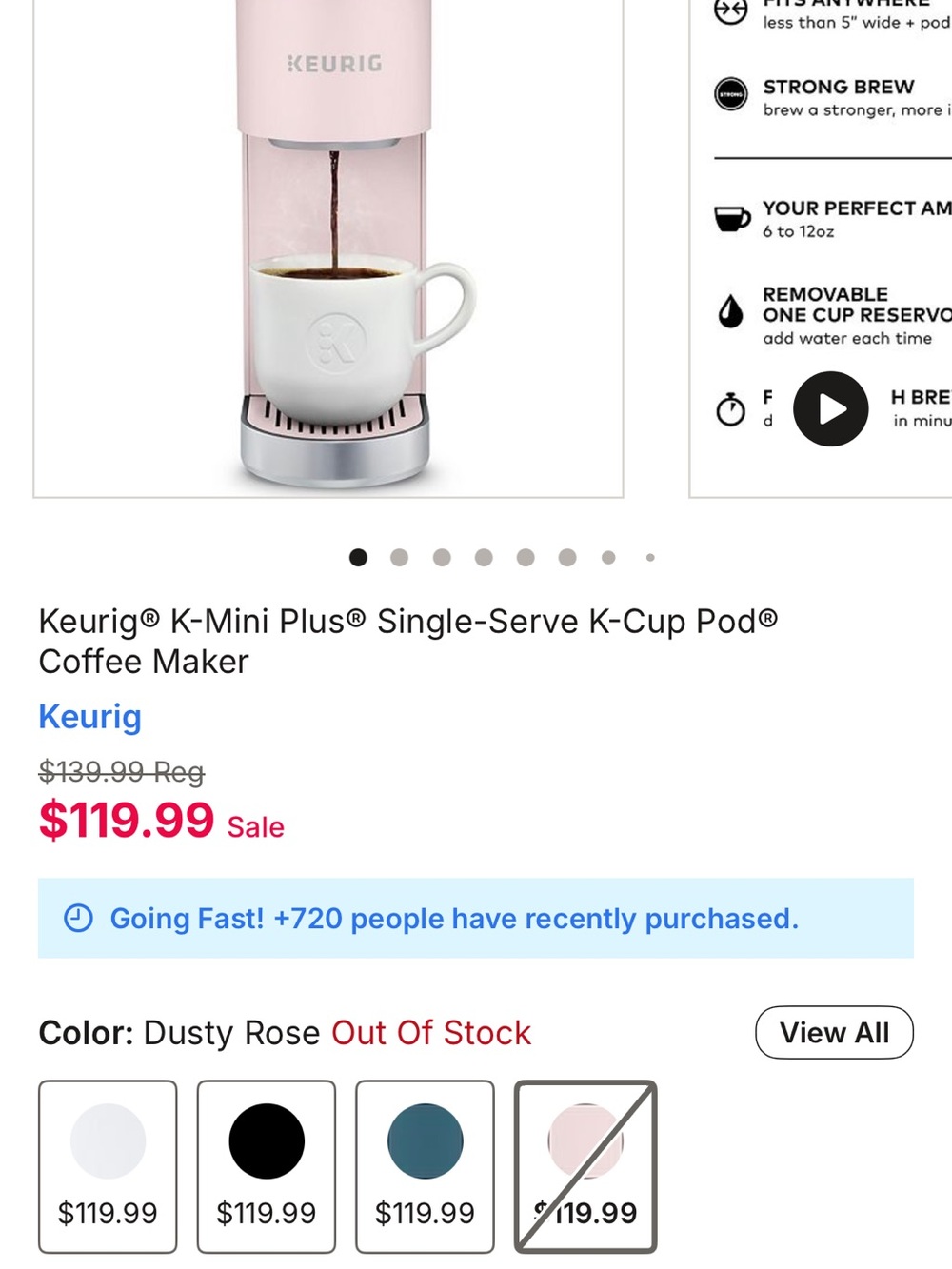 Keurig Single-Serve Coffee Maker in Cream Finish - Picture 4 of 4